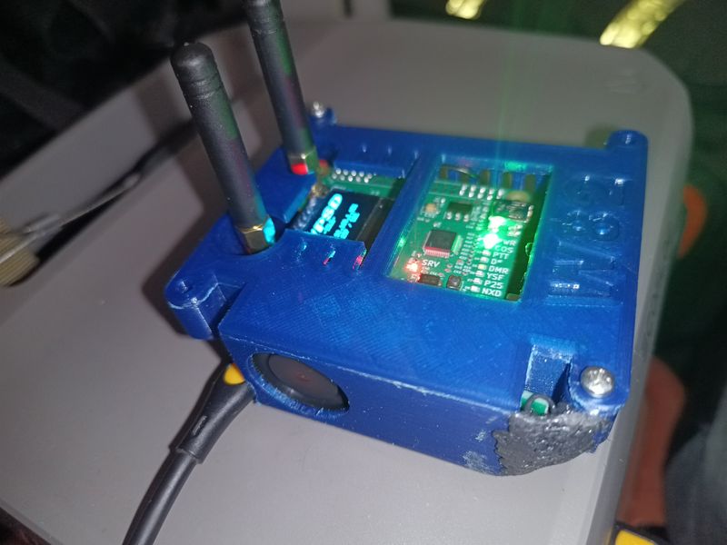 The printed case from the side, showing the cooling fan opening