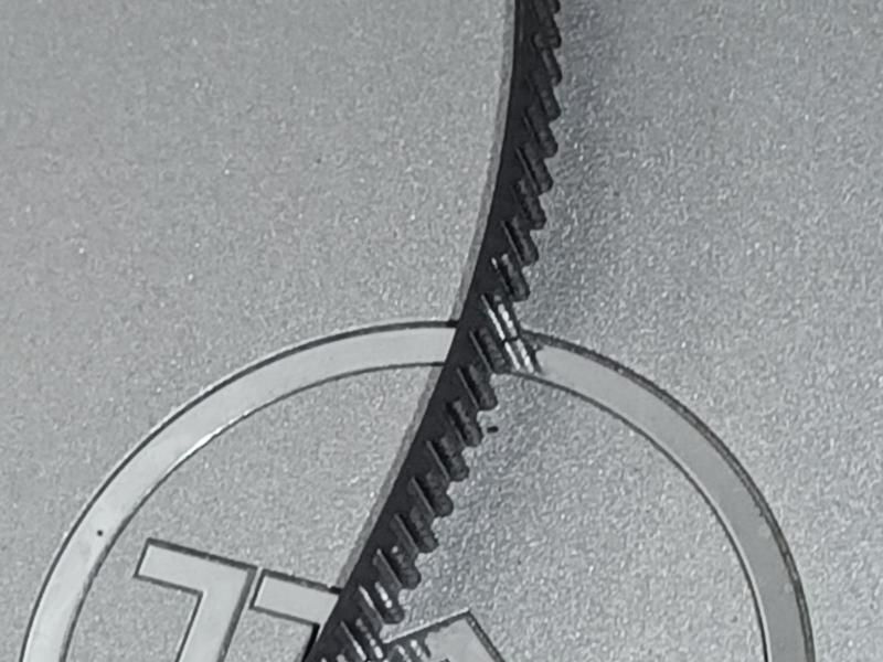 Close-up of a black GT2 belt's teeth